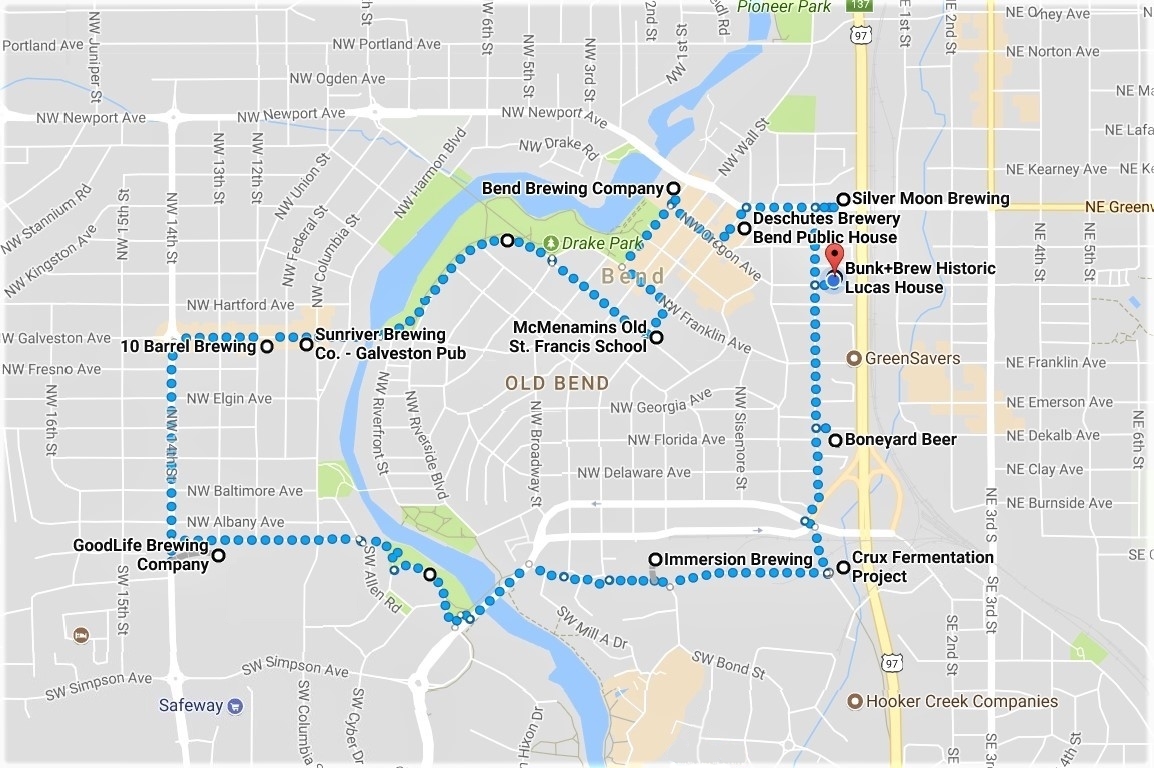 Bend Ale Trail Map Pdf Ale Trail, Walking - Bunk+Brew Historic Lucas House - Bend, Oregon